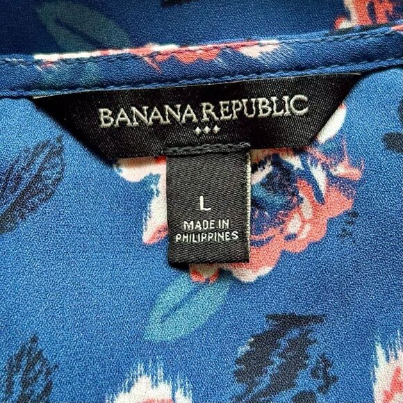 Banana Republic Floral Cami Tank Top Blue Pink Flowers Size Large - Picture 4 of 8